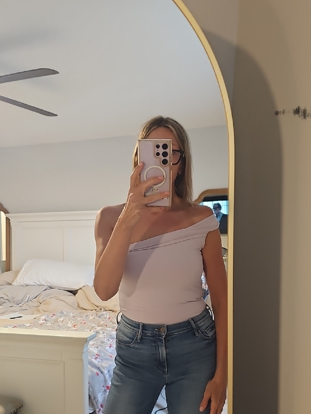 Abercrombie Lilac Off Shoulder Top, Medium
